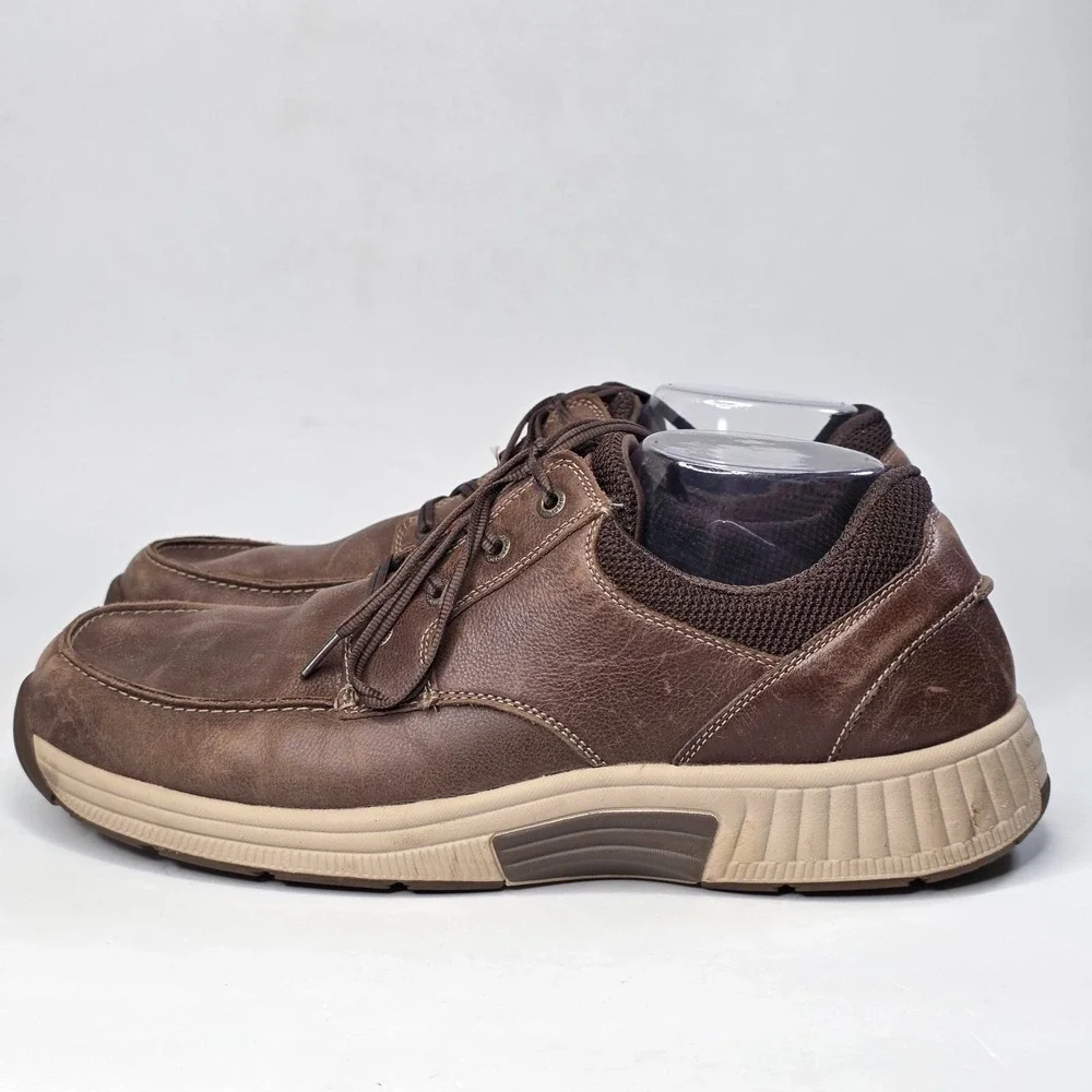 OrthoFeet Leo 428 Men's 12 D Medium Brown Leather Walking Shoes Comfort Casual